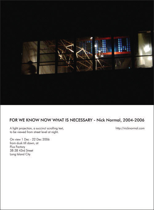 for we know now what is necessary - card